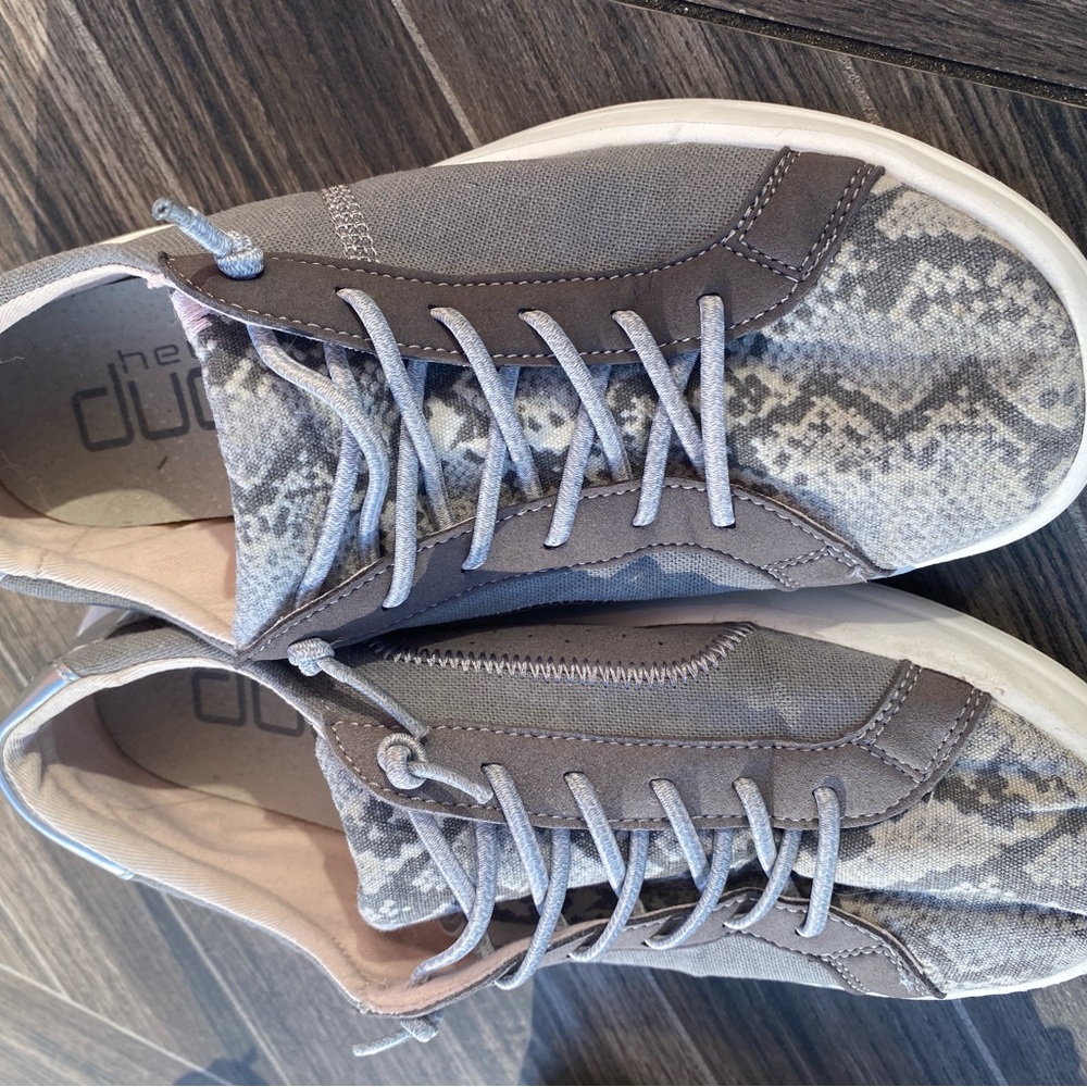 Hey Dude Gray and White Women's Sneakers